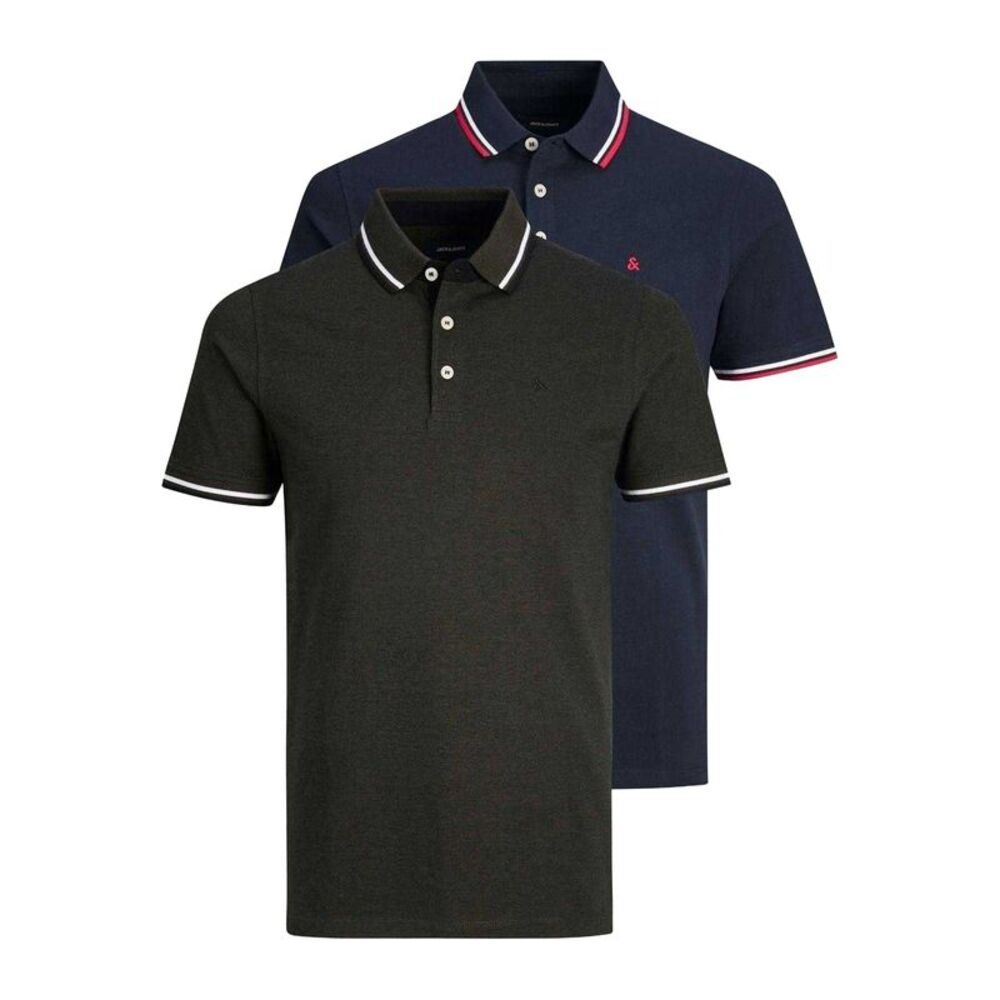 Jack And Jones Mens Paulos Collared Polo Shirt (Pack of 2) / Navy/Forest